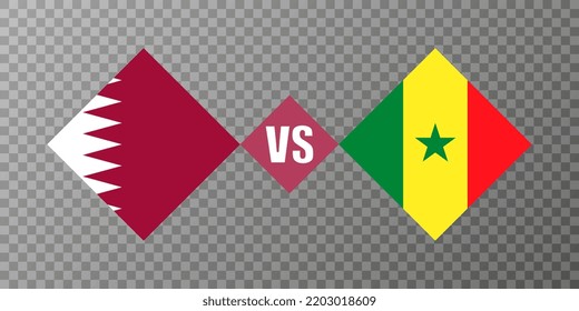 Senegal vs Qatar flag concept. Vector illustration.