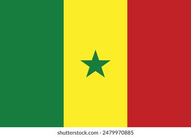 Senegal mit schwenkbarem Flaggenmuster. Realistische Gestaltung der Nationalflagge. Abstrakte Vektorgrafik Vorlage.