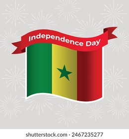 Senegal Wavy Flag Independence Day Banner Background