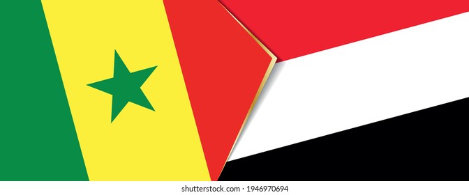 Senegal and Yemen flags, two vector flags symbol of relationship or confrontation.