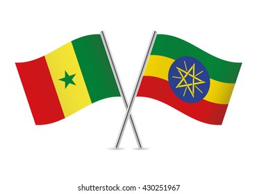 Senegalese and Ethiopian flags. Vector illustration.