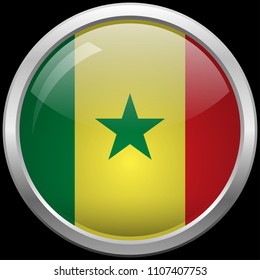 Senegalese flag glass button vector illustration