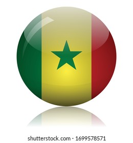 Senegalese flag glass button vector illustration
