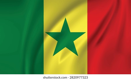 Senegalese flag with a green star vector illustration
