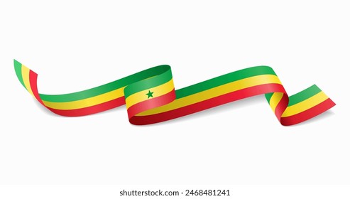 Senegalese flag wavy abstract background. Vector illustration.