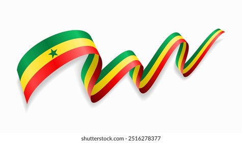 Senegalese flag wavy abstract background. Vector illustration.