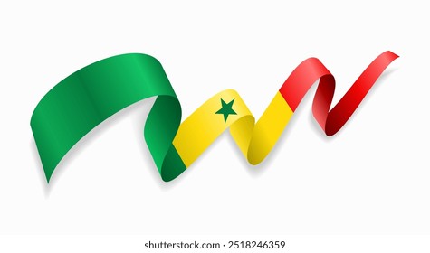 Senegalese flag wavy abstract background. Vector illustration.