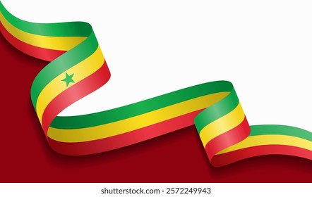 Senegalese flag wavy abstract background. Vector illustration.