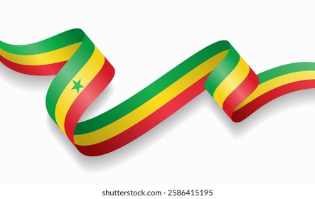 Senegalese flag wavy abstract background. Vector illustration.