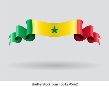 Senegalese flag wavy abstract background. Vector illustration.