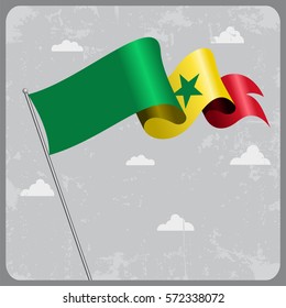 Senegalese flag wavy abstract background. Vector illustration.