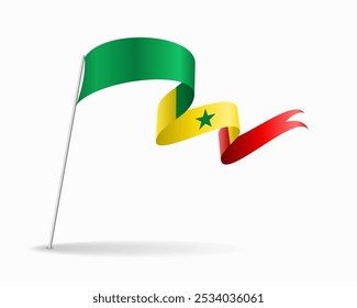 Senegalese flag wavy background layout. Vector illustration.