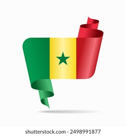 Senegalese flag wavy ribbon background. Vector illustration.