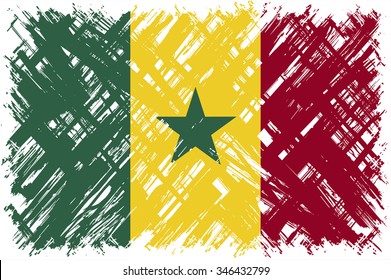 Senegalese grunge flag. Vector illustration. Grunge effect can be cleaned easily.