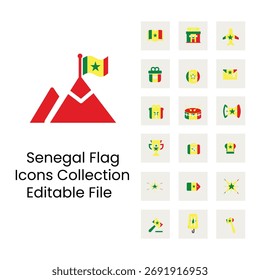 Iconos de banderas senegales en nuevo
