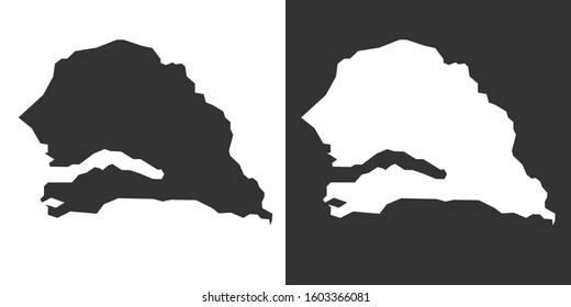 Sengal Map With Black and White Vector