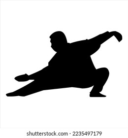 seni bela silat. silueta de la china de origen del arte marcial taichí. taichi, silat, vector gesto guerrero.