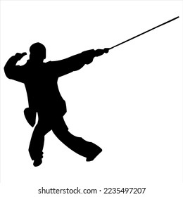 seni bela diri silat. silhouette of taichi martial art origin china. taichi, silat, warrior gesture vector.