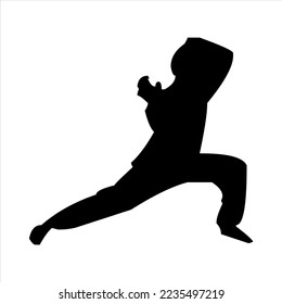 seni bela diri silat. Silhouette von taichi Kampfkunst Ursprung Porzellan. Taichi, Silat, Krieger-Gesten Vektor.