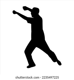 seni bela diri silat. silhouette of taichi martial art origin china. taichi, silat, warrior gesture vector.