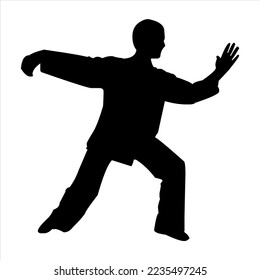 seni bela diri silat. silhouette of taichi martial art origin china. taichi, silat, warrior gesture vector.