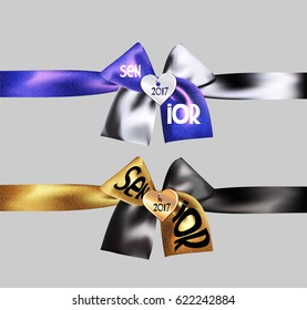 Senior 2017 sparkling bows. Vector illustration