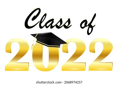 Senior 2022. Graduation ceremony logo. Illustration of graduation from college school institute. Vector illustration. Stock image.