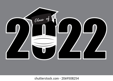 Senior 2022. Graduation ceremony logo. Illustration of graduation from college school institute. Vector illustration. 