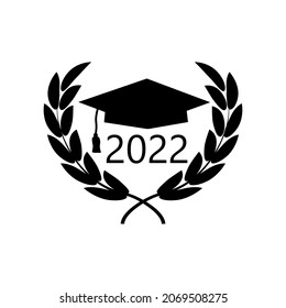 Senior 2022. Graduation ceremony logo. Illustration of graduation from college school institute. Vector illustration.