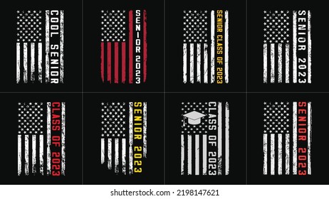 Senior 2023 Design Bundle With American Flag