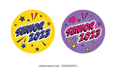 Senior 2023 Graduation Pop Art Sticker Comic Style