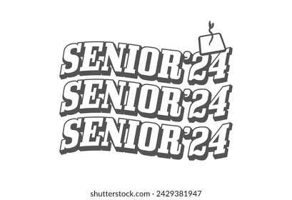 Senior 2024. Clase de 2024 para vector de saludo