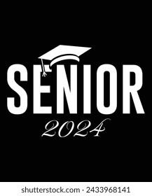 Senior 2024 Education T-shirt Design in Illustration. Eps-10.