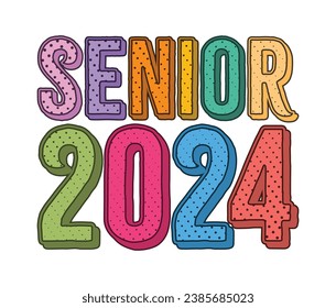 Senior 2024 Graduation Retro Vintage Pop Art Cartoon Style