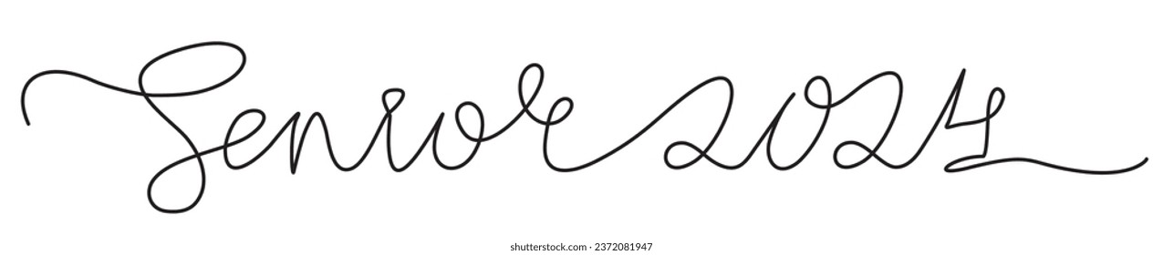 Senior 2024 one line logo. Hand sketched lettering for greeting cards, invitations. Text for graduation design, congratulation event, T-shirt, party, high school or college graduate.