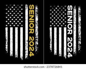 Senior 2024 With Vintage Flag