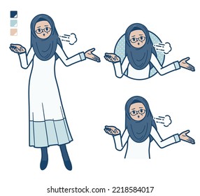 A senior arabic woman with Discouraged images.It's vector art so it's easy to edit.