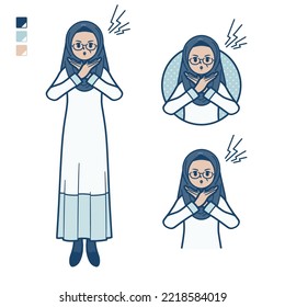 A Senior Arabic Woman With Making A Cross With Arms Images.It's Vector Art So It's Easy To Edit.