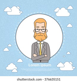 Senior Businessman Boss Business Owner Profile Frame Vector Illustration