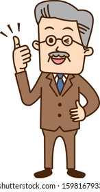 Senior businessman smiling with thumbs up