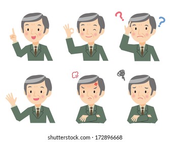 Senior businessman of various expressions