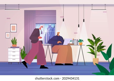 senior businesspeople couple using digital gadgets business people working in modern office