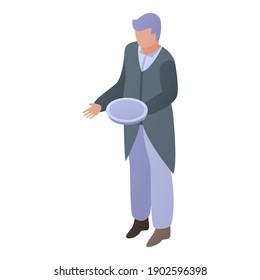 Icono del mayordomo superior. Isométrico del icono vectorial del mayordomo superior para el diseño web aislado en fondo blanco