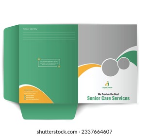 Senior care Business Presentation folder for files, design. creative layout of booklet cover, catalog, flyer, trendy design for printed products