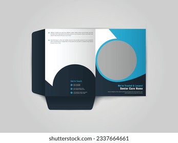 Senior care Business Presentation folder for files, design. creative layout of booklet cover, catalog, flyer, trendy design for printed products