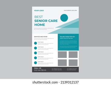 Senior care Flyer template, Best Senior care Home Flyer, Senior Care Service Nursing Poster, Flyer, Brochure Design.