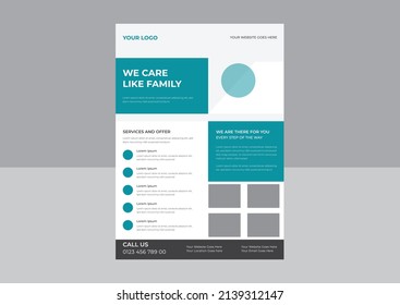 Senior care Flyer template, Best Senior care Home Flyer, Senior Care Service Nursing Poster, Flyer, Brochure Design.