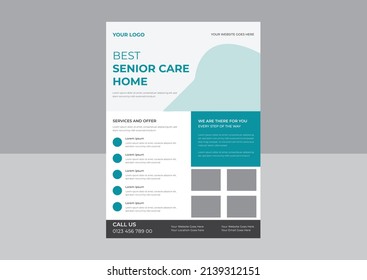 Senior care Flyer template, Best Senior care Home Flyer, Senior Care Service Nursing Poster, Flyer, Brochure Design.