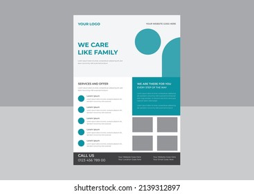 Senior care Flyer template, Best Senior care Home Flyer, Senior Care Service Nursing Poster, Flyer, Brochure Design.