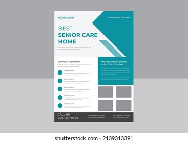 Senior care Flyer template, Best Senior care Home Flyer, Senior Care Service Nursing Poster, Flyer, Brochure Design.